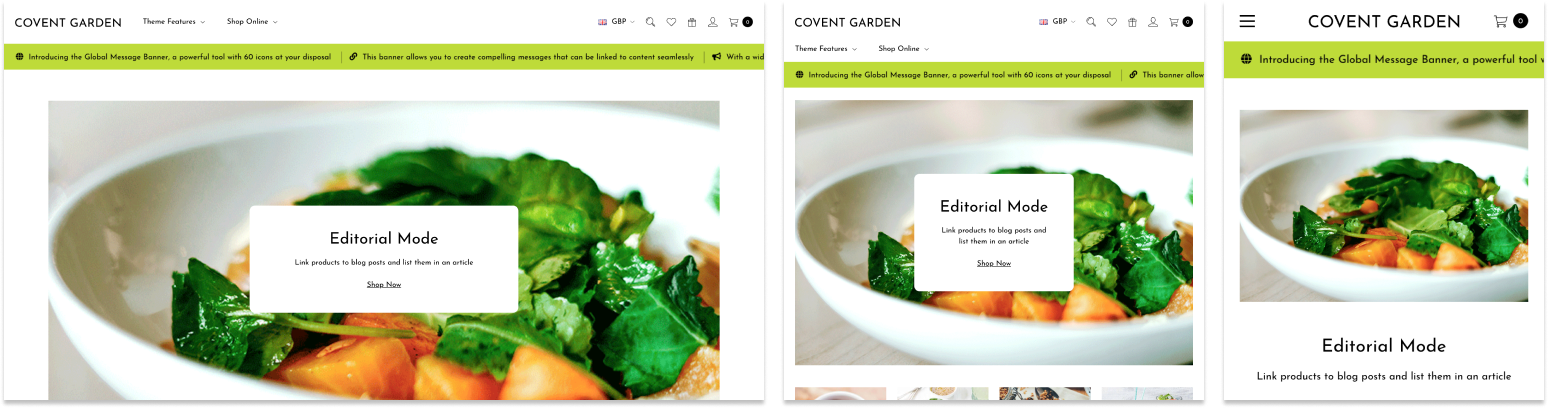 Improved banner design in the covent Garden BigCommerce theme
